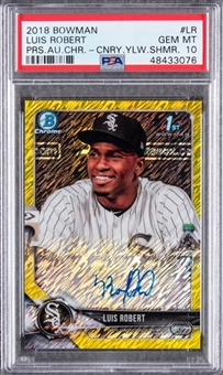 2018 Bowman Chrome Prospect Autos “Canary Yellow Shimmer Refractors” #CPALR Luis Robert Signed Rookie Card (#05/10) - PSA GEM MT 10